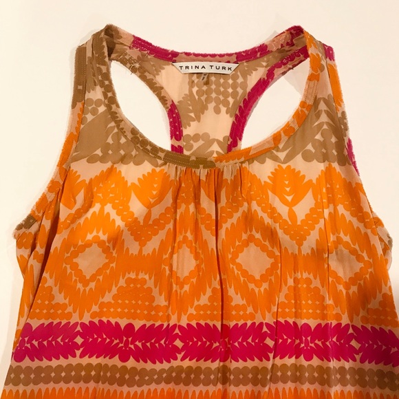 TRINA TURK silk colorful racerback tank sz Medium - Picture 5 of 9